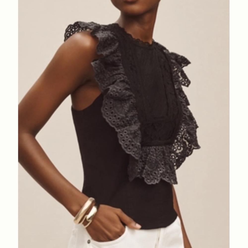 BY ANTHROPOLOGIE EYELET BIB TANK TOP